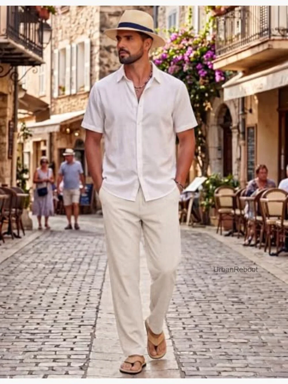Linen Blend Drawstring Casual Pants Lightweight Summer Beach Pants Men